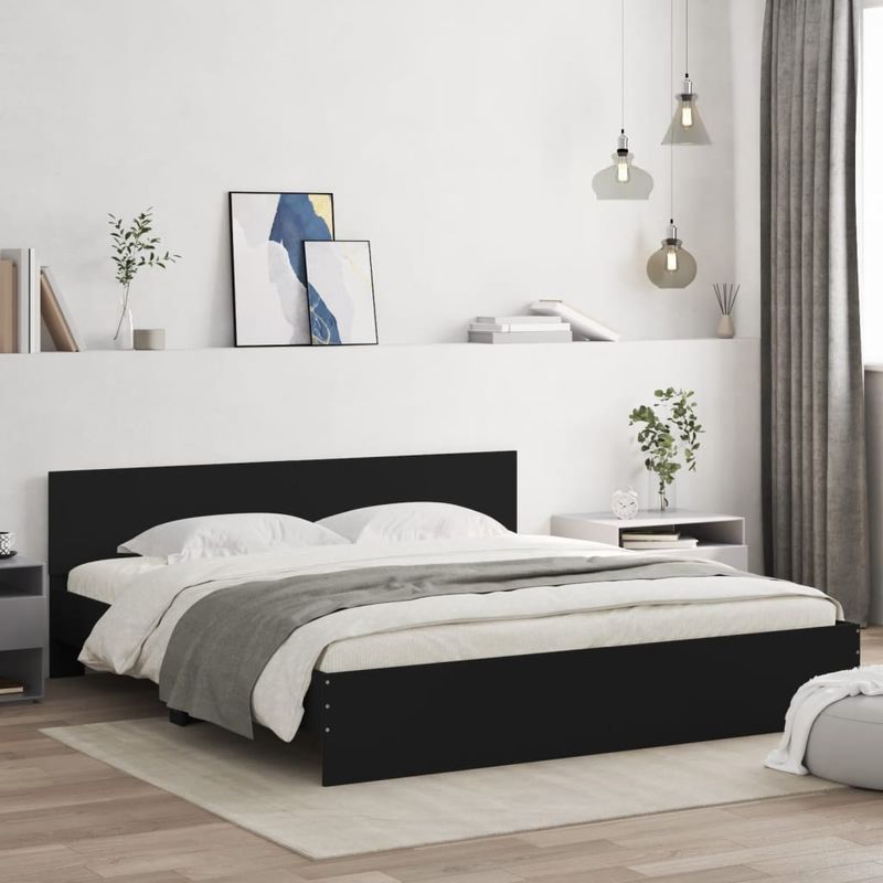Casa si Gradina - Mobilier - Paturi si accesorii - Paturi - Cadru de pat cu tablie, negru, 180x200 cm - Infinity.ro