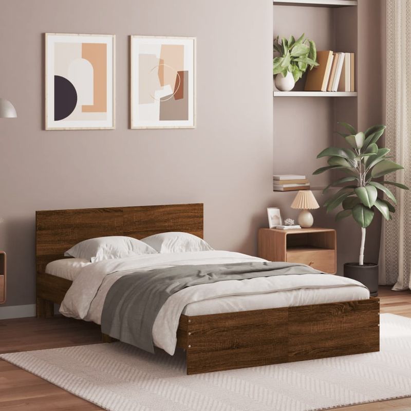 Casa si Gradina - Mobilier - Paturi si accesorii - Paturi - Cadru de pat cu tablie, stejar maro, 120x200 cm - Infinity.ro