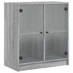 Casa si Gradina - Mobilier - Comode si corpuri - Comode - Dulap lateral cu usi din sticla, gri sonoma, 68x37x75,5 cm - Infinity.ro