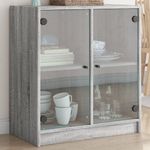 Casa si Gradina - Mobilier - Comode si corpuri - Comode - Dulap lateral cu usi din sticla, gri sonoma, 68x37x75,5 cm - Infinity.ro