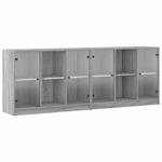 Casa si Gradina - Mobilier - Biblioteci si rafturi - Biblioteci - Biblioteca cu usi gri sonoma 204x37x75 cm lemn compozit - Infinity.ro