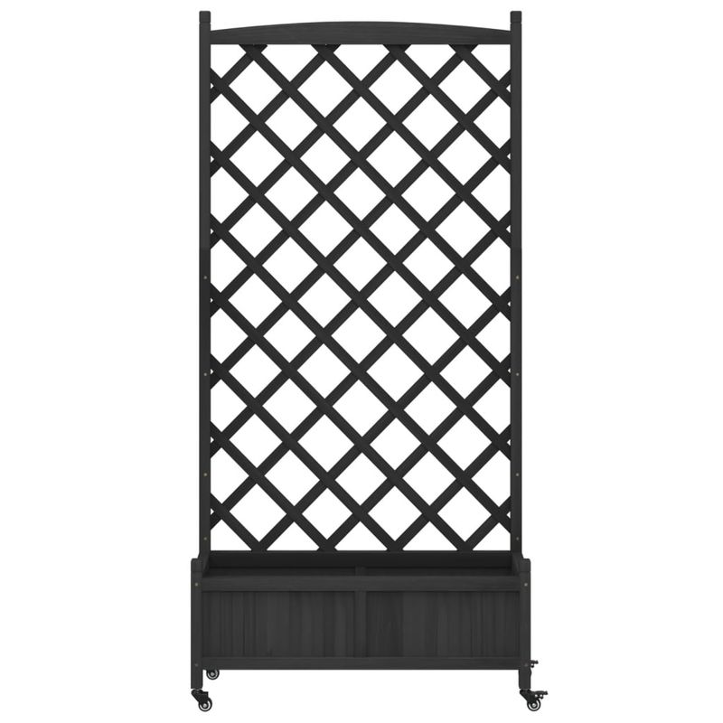 Casa si Gradina - Gradinarit si plante - Plante si ghivece - Ghivece si suporturi - Jardiniera cu spalier și roti, negru, lemn masiv de brad, mărime 90x35x187.5 cm - Infinity.ro