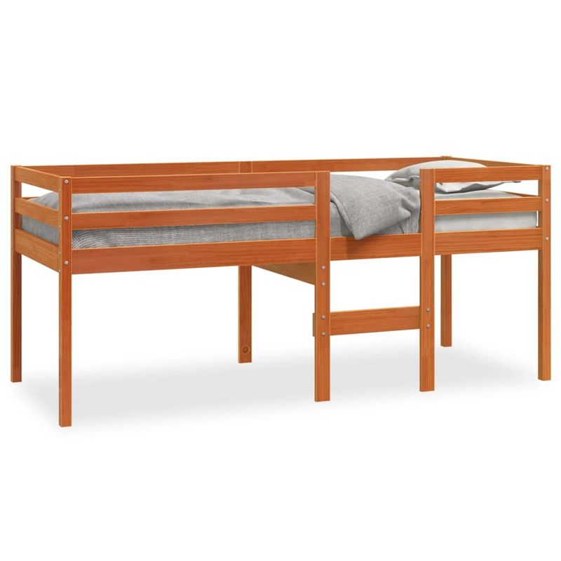 Casa si Gradina - Mobilier - Paturi si accesorii - Paturi - Pat inalt de dormitor, maro ceruit, 90x200cm, lemn masiv de pin - Infinity.ro