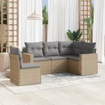 Casa si Gradina - Gradina si terasa - Mobilier exterior - Canapele si fotolii gradina - Set canapele de gradina cu perne, 5 piese, bej, poliratan - Infinity.ro