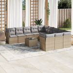 Casa si Gradina - Gradina si terasa - Mobilier exterior - Seturi mobila gradina - Set canapele de gradina cu perne, 12 piese, bej, poliratan - Infinity.ro
