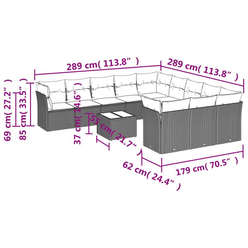 Casa si Gradina - Gradina si terasa - Mobilier exterior - Seturi mobila gradina - Set canapele de gradina cu perne, 12 piese, bej, poliratan - Infinity.ro