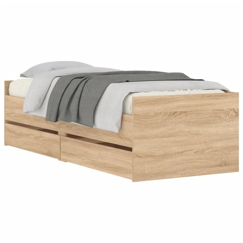 Casa si Gradina - Mobilier - Paturi si accesorii - Paturi - Cadru pat cu sertare, stejar sonoma, 75x190 cm, mic single - Infinity.ro