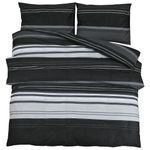 Casa si Gradina - Textile si covoare - Lenjerii de pat - Seturi de lenjerie - Set cu husa de pilota, negru și alb, 140x200 cm, bumbac, mărime 140x200 cm + 50x75 cm - Infinity.ro