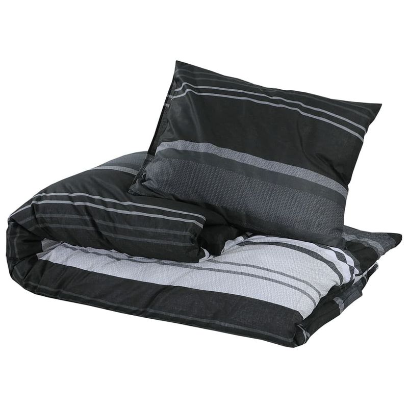 Casa si Gradina - Textile si covoare - Lenjerii de pat - Seturi de lenjerie - Set cu husa de pilota, negru și alb, 140x200 cm, bumbac, mărime 140x200 cm + 50x75 cm - Infinity.ro