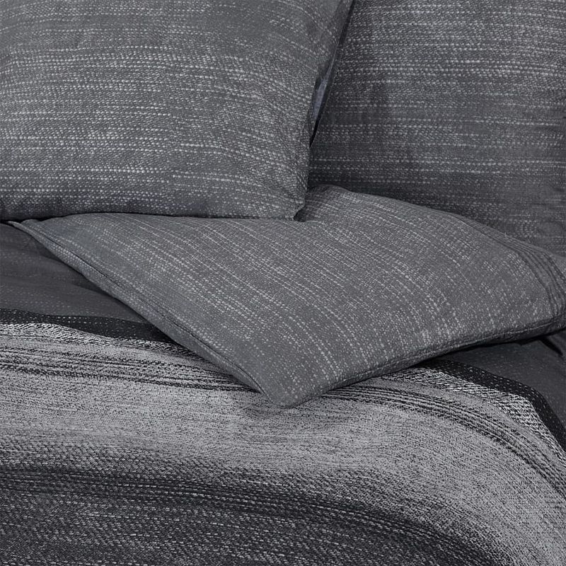 Casa si Gradina - Textile si covoare - Lenjerii de pat - Seturi de lenjerie - Set cu husa de pilota, gri inchis, 200x200 cm, bumbac, gri închis și negru, mărime 200x200 cm + 80x80 cm - Infinity.ro
