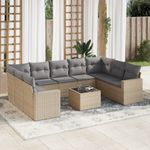 Casa si Gradina - Gradina si terasa - Mobilier exterior - Canapele si fotolii gradina - Set canapele de gradina cu perne, 10 piese, bej, poliratan - Infinity.ro