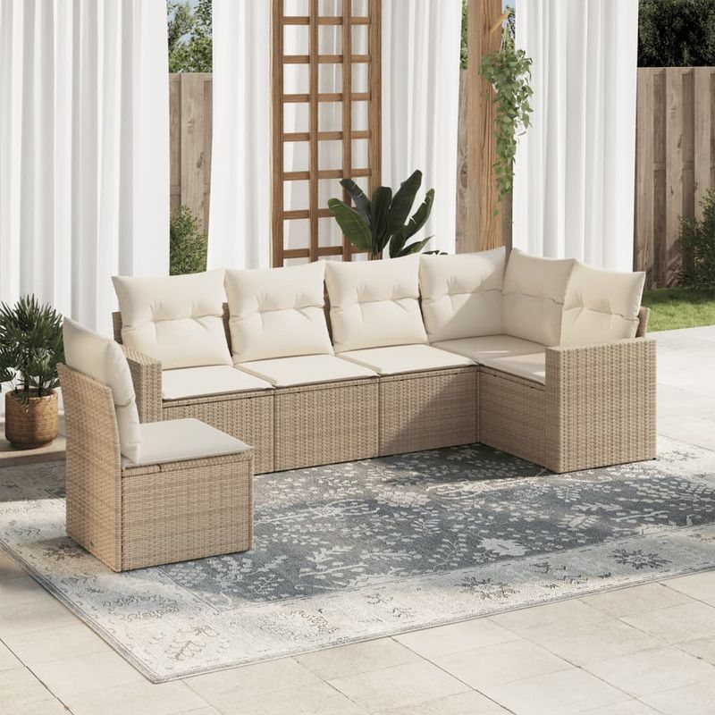 Casa si Gradina - Gradina si terasa - Mobilier exterior - Seturi mobila gradina - Set canapele de gradina cu perne, 6 piese, bej, poliratan - Infinity.ro