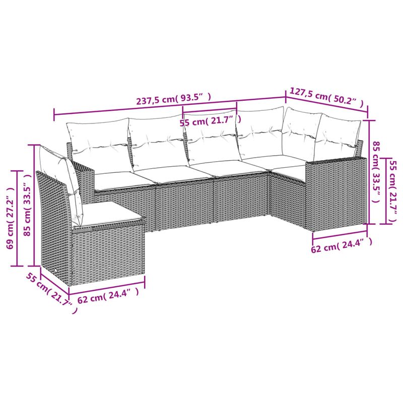 Casa si Gradina - Gradina si terasa - Mobilier exterior - Seturi mobila gradina - Set canapele de gradina cu perne, 6 piese, bej, poliratan - Infinity.ro