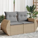 Casa si Gradina - Gradina si terasa - Mobilier exterior - Canapele si fotolii gradina - Canapea de gradina cu perne, 2 locuri, bej, poliratan - Infinity.ro