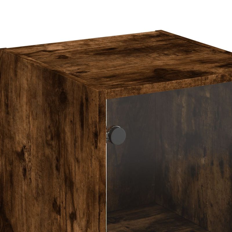 Casa si Gradina - Mobilier - Comode si corpuri - Comode - Dulap cu usi din sticla, stejar fumuriu, 35x37x142 cm - Infinity.ro