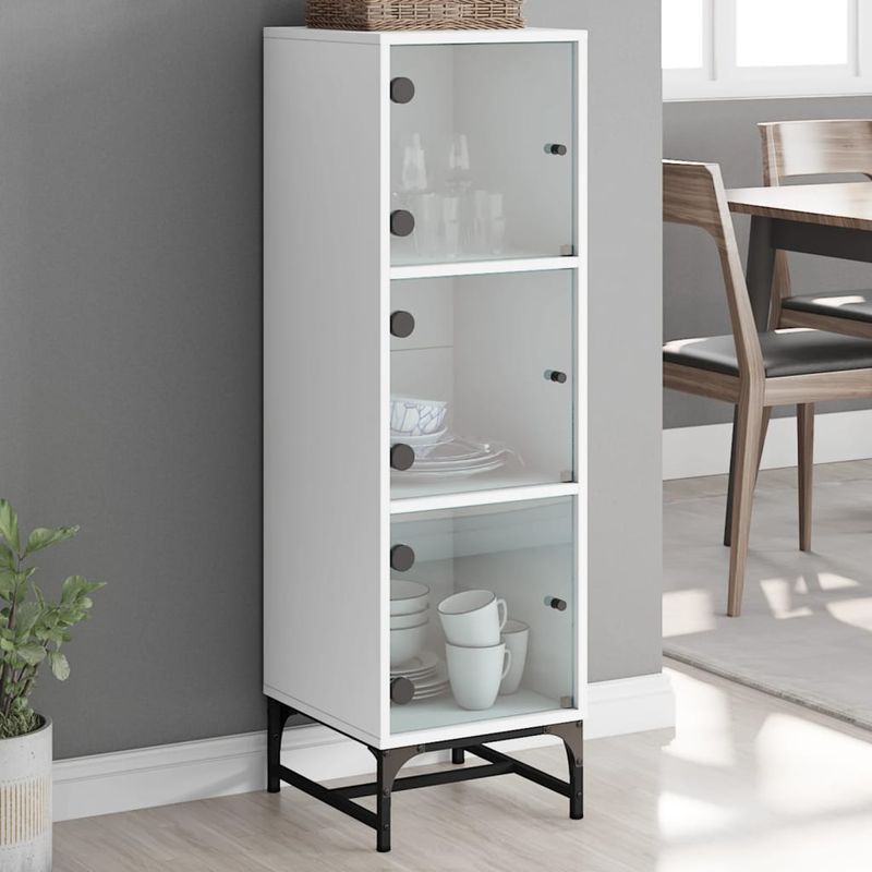 Casa si Gradina - Mobilier - Comode si corpuri - Comode - Dulap cu usi din sticla, alb, 35x37x120 cm - Infinity.ro