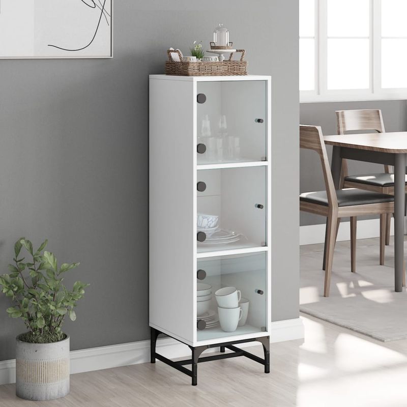 Casa si Gradina - Mobilier - Comode si corpuri - Comode - Dulap cu usi din sticla, alb, 35x37x120 cm - Infinity.ro