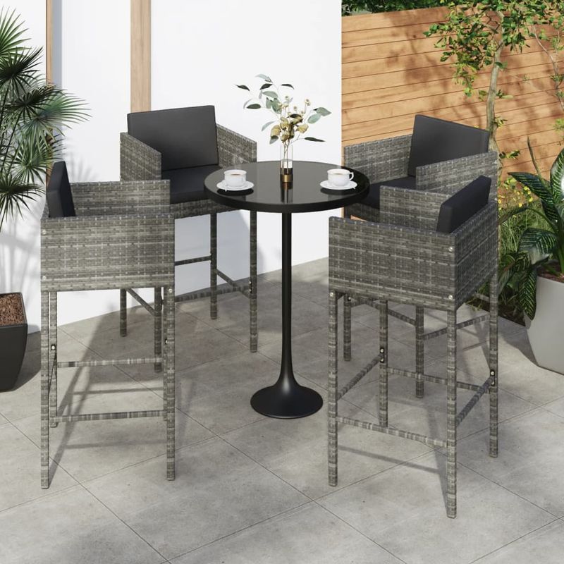 Casa si Gradina - Mobilier - Scaune si fotolii - Scaune - Scaune de bar cu perne, 4 buc., gri, poliratan - Infinity.ro