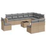 Casa si Gradina - Gradina si terasa - Mobilier exterior - Seturi mobila gradina - Set canapele de gradina cu perne, 11 piese, bej, poliratan - Infinity.ro