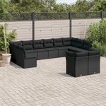 Casa si Gradina - Gradina si terasa - Mobilier exterior - Seturi mobila gradina - Set canapele de gradina, 12 piese, cu perne, negru, poliratan - Infinity.ro
