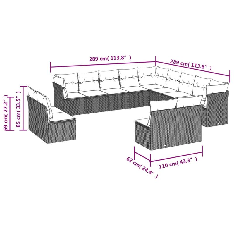 Casa si Gradina - Gradina si terasa - Mobilier exterior - Seturi mobila gradina - Set canapele de gradina, 13 piese, cu perne, bej, poliratan - Infinity.ro