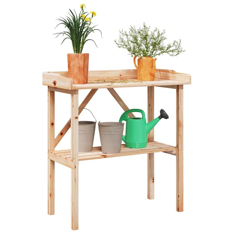 Casa si Gradina - Gradinarit si plante - Plante si ghivece - Ghivece si suporturi - Masa de plante cu raft, 78x38x82,5 cm, lemn masiv de brad - Infinity.ro