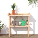 Casa si Gradina - Gradinarit si plante - Plante si ghivece - Ghivece si suporturi - Masa de plante cu raft, 78x38x82,5 cm, lemn masiv de brad - Infinity.ro
