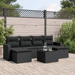 Casa si Gradina - Gradina si terasa - Mobilier exterior - Canapele si fotolii gradina - Set canapele de gradina cu perne, 7 piese, negru, poliratan - Infinity.ro