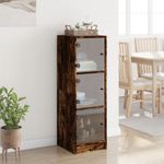 Casa si Gradina - Mobilier - Comode si corpuri - Comode - Dulap cu usi din sticla, stejar fumuriu, 35x37x109 cm - Infinity.ro