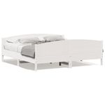 Casa si Gradina - Mobilier - Paturi si accesorii - Paturi - Cadru pat cu tablie 200x200 cm, alb, lemn masiv de pin - Infinity.ro