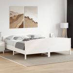 Casa si Gradina - Mobilier - Paturi si accesorii - Paturi - Cadru pat cu tablie 200x200 cm, alb, lemn masiv de pin - Infinity.ro