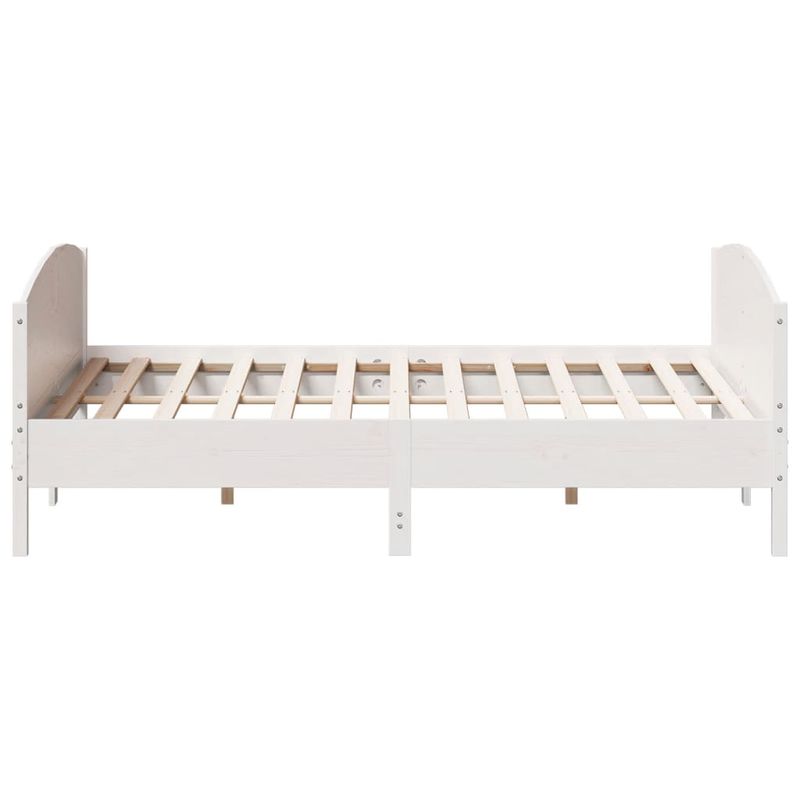 Casa si Gradina - Mobilier - Paturi si accesorii - Paturi - Cadru pat cu tablie 200x200 cm, alb, lemn masiv de pin - Infinity.ro