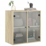 Casa si Gradina - Mobilier - Dulapuri si sifoniere - Dulapuri - Dulap de perete cu usi din sticla, stejar sonoma, 68x37x68,5 cm - Infinity.ro