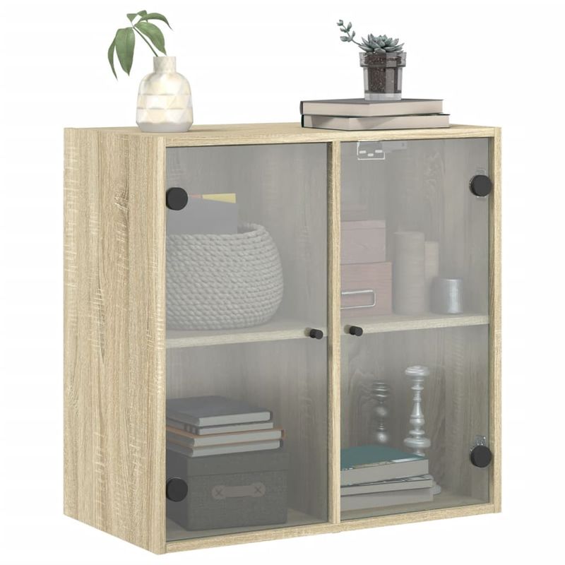 Casa si Gradina - Mobilier - Dulapuri si sifoniere - Dulapuri - Dulap de perete cu usi din sticla, stejar sonoma, 68x37x68,5 cm - Infinity.ro