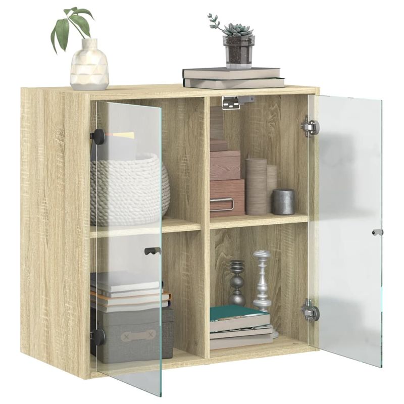 Casa si Gradina - Mobilier - Dulapuri si sifoniere - Dulapuri - Dulap de perete cu usi din sticla, stejar sonoma, 68x37x68,5 cm - Infinity.ro