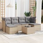 Casa si Gradina - Gradina si terasa - Mobilier exterior - Seturi mobila gradina - Set canapele de gradina, 7 piese, cu perne, bej, poliratan - Infinity.ro