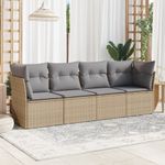 Casa si Gradina - Gradina si terasa - Mobilier exterior - Seturi mobila gradina - Set canapele de gradina, 4 piese, cu perne, bej, poliratan - Infinity.ro