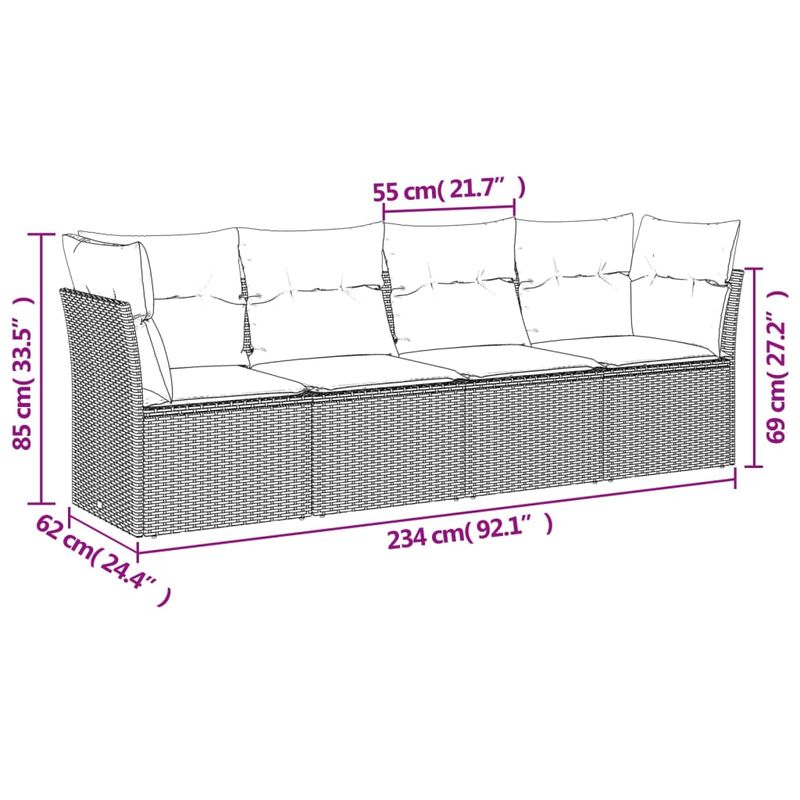 Casa si Gradina - Gradina si terasa - Mobilier exterior - Seturi mobila gradina - Set canapele de gradina, 4 piese, cu perne, bej, poliratan - Infinity.ro