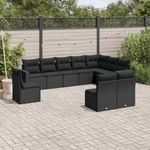 Casa si Gradina - Gradina si terasa - Mobilier exterior - Canapele si fotolii gradina - Set canapele de gradina cu perne, 10 piese, negru, poliratan - Infinity.ro