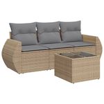 Casa si Gradina - Gradina si terasa - Mobilier exterior - Seturi mobila gradina - Set canapele de gradina, 4 piese, cu perne, bej, poliratan - Infinity.ro