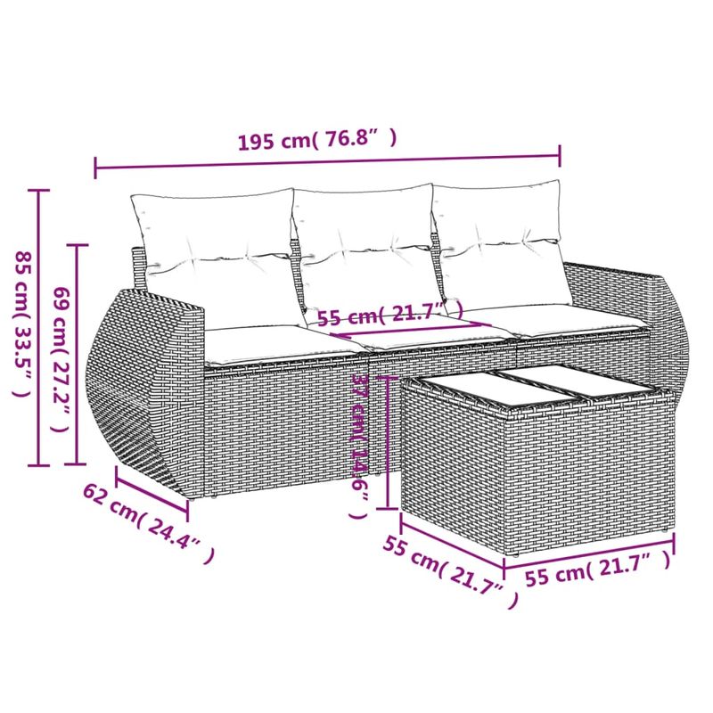 Casa si Gradina - Gradina si terasa - Mobilier exterior - Seturi mobila gradina - Set canapele de gradina, 4 piese, cu perne, bej, poliratan - Infinity.ro