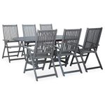 Casa si Gradina - Gradina si terasa - Mobilier exterior - Seturi mobila gradina - Set mobilier de exterior, 7 piese, gri, lemn masiv de acacia - Infinity.ro