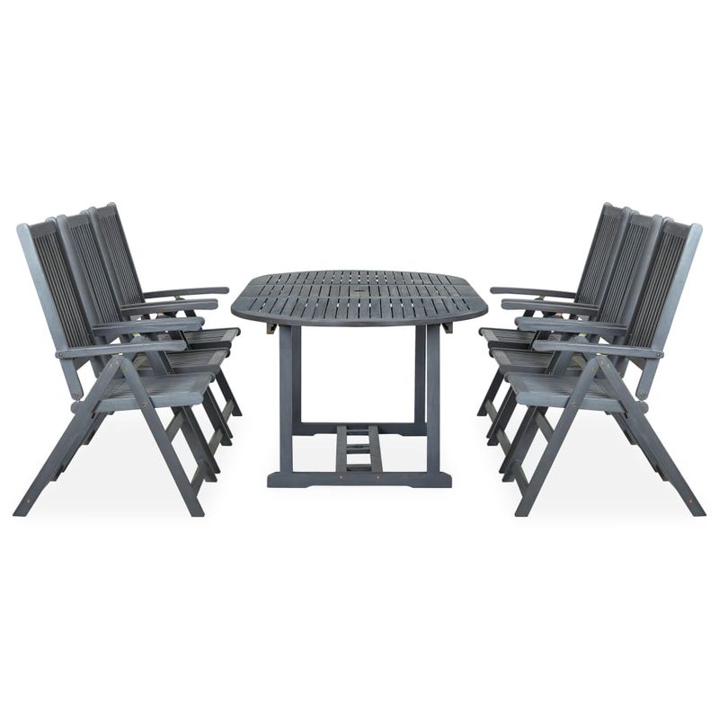 Casa si Gradina - Gradina si terasa - Mobilier exterior - Seturi mobila gradina - Set mobilier de exterior, 7 piese, gri, lemn masiv de acacia - Infinity.ro