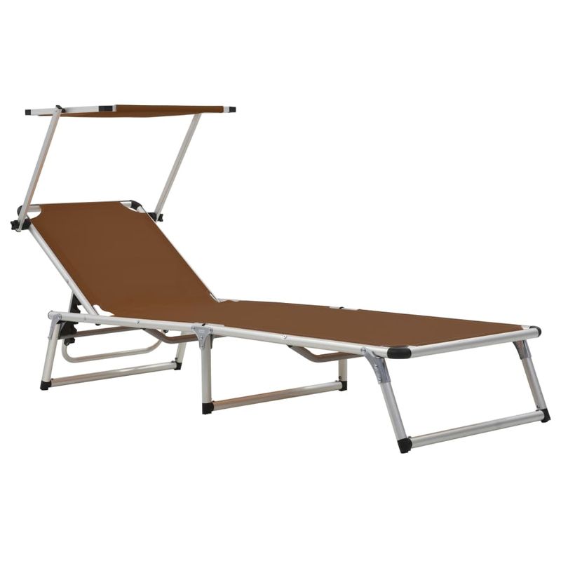 Casa si Gradina - Gradina si terasa - Mobilier exterior - Scaune si sezlonguri gradina - Sezlonguri pliabile cu acoperis 2 buc. maro, aluminiu&textilena - Infinity.ro