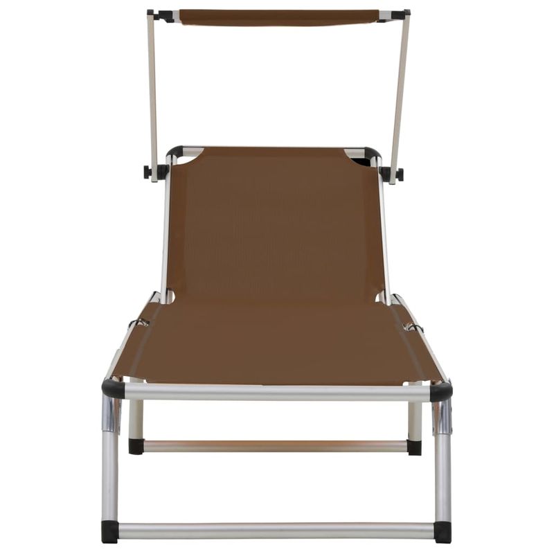 Casa si Gradina - Gradina si terasa - Mobilier exterior - Scaune si sezlonguri gradina - Sezlonguri pliabile cu acoperis 2 buc. maro, aluminiu&textilena - Infinity.ro