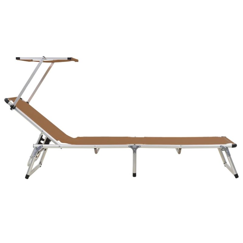 Casa si Gradina - Gradina si terasa - Mobilier exterior - Scaune si sezlonguri gradina - Sezlonguri pliabile cu acoperis 2 buc. maro, aluminiu&textilena - Infinity.ro