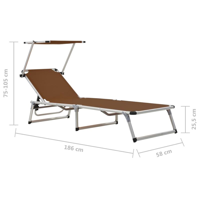 Casa si Gradina - Gradina si terasa - Mobilier exterior - Scaune si sezlonguri gradina - Sezlonguri pliabile cu acoperis 2 buc. maro, aluminiu&textilena - Infinity.ro