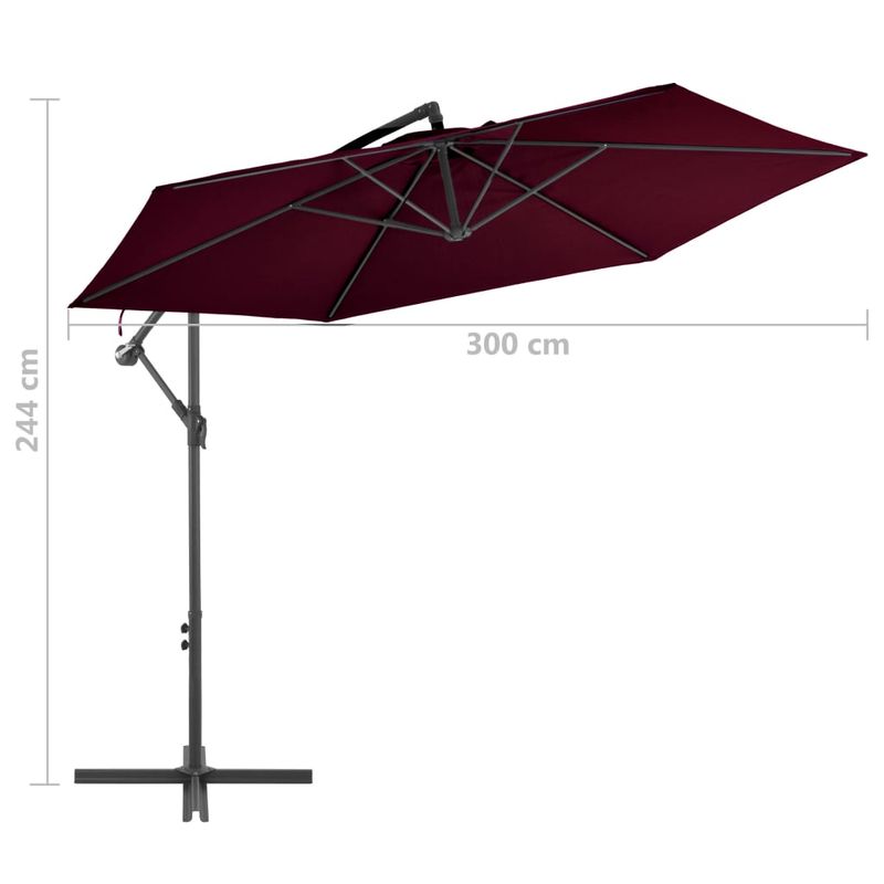 Casa si Gradina - Gradina si terasa - Umbrele si pavilioane - Umbrele - Umbrela suspendata cu stalp de aluminiu, rosu bordo, 300 cm - Infinity.ro