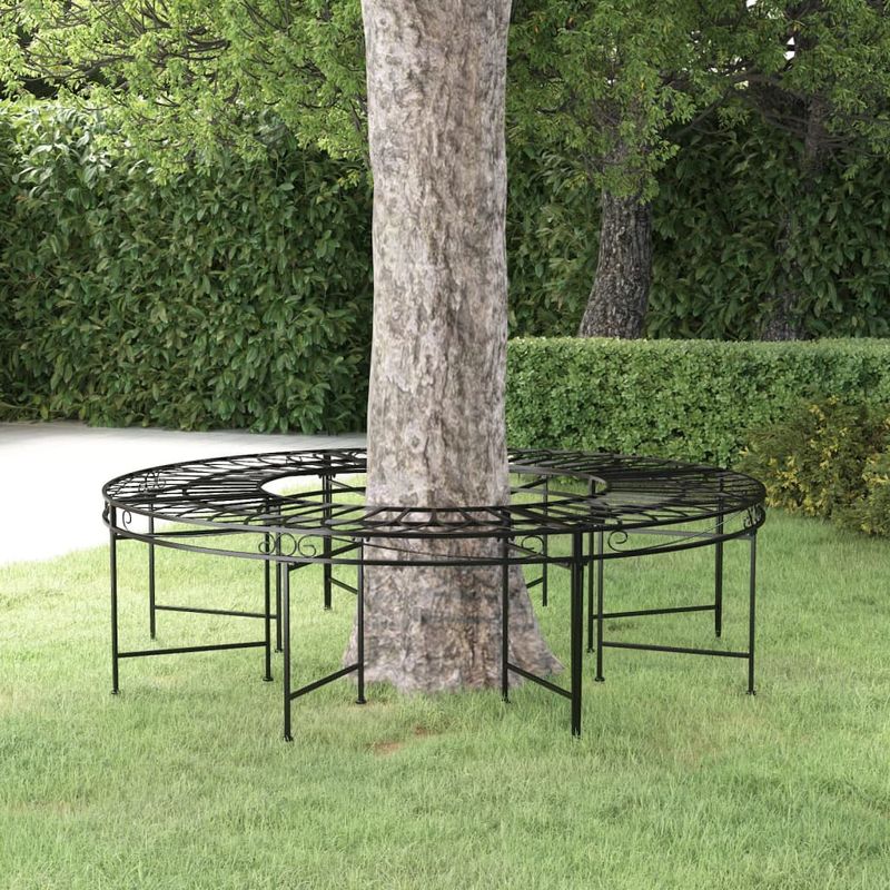 Casa si Gradina - Gradina si terasa - Mobilier exterior - Bancute de gradina - Banca circulara de copac, negru, Ø160 cm, otel - Infinity.ro