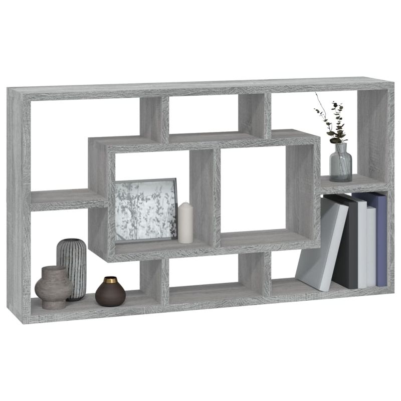 Casa si Gradina - Mobilier - Biblioteci si rafturi - Rafturi - Raft prezentare suspendat pe perete 8 compartimente, gri sonoma - Infinity.ro